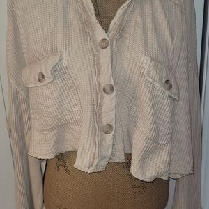 FREE PEOPLE Scout Cropped Jacket/Top, NWT, S(Overszd/Boxy), Neutral Sand/Sable